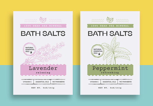 Bath Salts Vintage Label Layout for Package