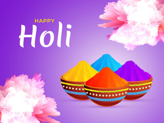 Happy Holi festival of colors. Colorful Gulaal for Holi for the celebration of indian festival.