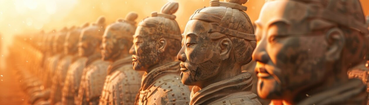 Surreal composition of the Terracotta Army coming to life a blend of ancient history and vivid imagination awakening legends