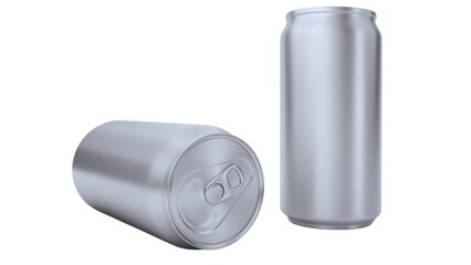 Energy drink soda can mockup template isolated on white background. Wet metal aluminum beverage drink can cutout, clipping path