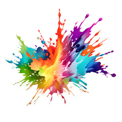 rainbow watercolor colorful paint splash Isolated on transparent white background,element,Generative Ai