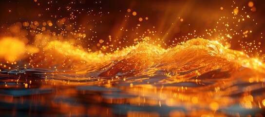 A mesmerizing display of fiery amber waves dancing in the moonlit water, igniting a sense of awe and wonder in the outdoor night