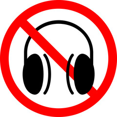 Headphones prohibition sign design element