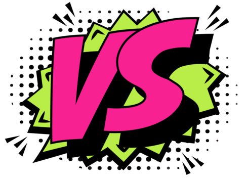 VS comic text on speech bubble