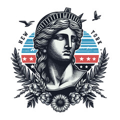 statue of liberty freedom america tshirt design vector © Archontus
