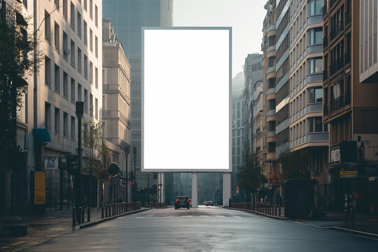 mock up of blank advertising billboard or light box showcase poster template on city street, copy space for your text message or media content, advertisement commercial, branding and marketing concept