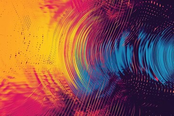 An eye-catching abstract background featuring a vibrant mix of lines and dots in various colors, Psychedelic visualization of sound waves in a hearing test, AI Generated - obrazy, fototapety, plakaty