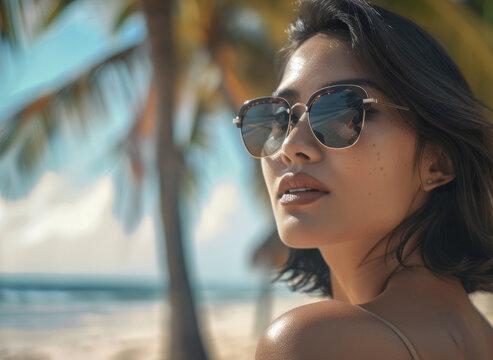woman in sunglasses on the beach
