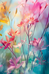 colourful spring wild flowers - abstract springtime background