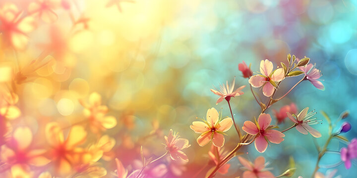 spring flowers in sunlight - abstract springtime background