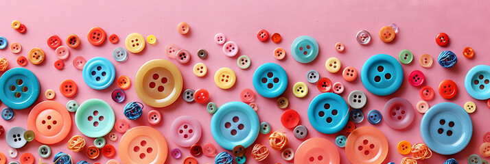 Pink Wall Adorned With Colorful Buttons
