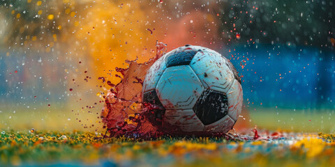 Soccer Ball Colliding With Ground in Rain
