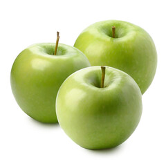 Green apples isolated on white background. Clipping Path. Full depth of field