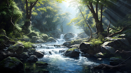 Fototapeta premium a waterfall of water.