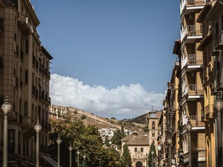 Fototapeta na wymiar Beautiful view of the main avenue of the city of Granada 
