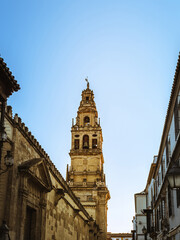 Fototapeta na wymiar The bell tower of the Mezquita-Cathedral of Cordoba, Spain