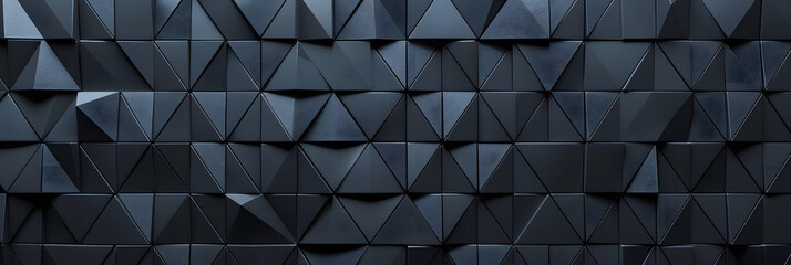 Polished, Semigloss Wall background with tiles. Triangular, tile Wallpaper with 3D, Black blocks. 3D Render - obrazy, fototapety, plakaty