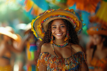 Obraz premium Mulher sorrindo no São João e Festas Juninas