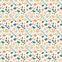 Whimsical Birds and Florals Pattern