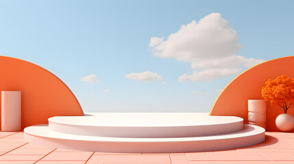 pestal podium and summer background