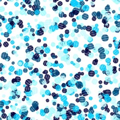 Dark navy, muted blue, aqua blue and light sky blue polka dot with texture on the white background. Seamless pattern.