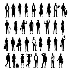 Icons set of people silhouettes. 