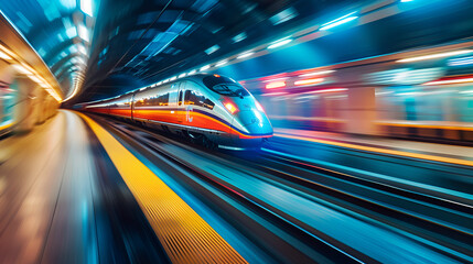 fast moving train at night