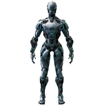 Robot Standing on White Background