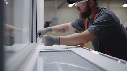 Engineer  installation windows in indoor 
