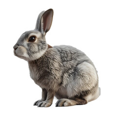 Gray Rabbit Sitting on White Floor