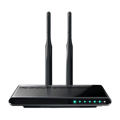 Black Router With Twin Antennas