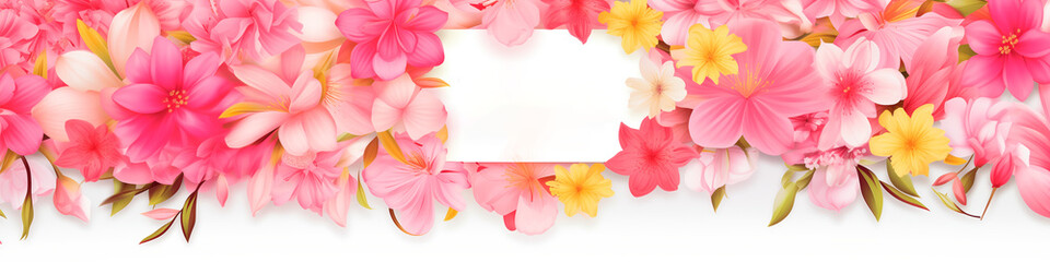 Spring Sale Banner with Lush Pink Blossoms Frame, Bright Seasonal Flowers, and Space for Text