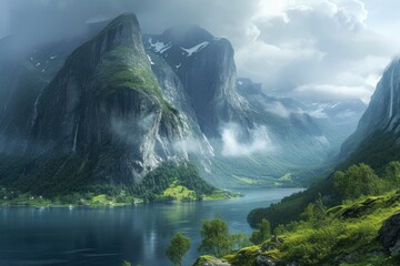 Serene fjords and misty cliffs
