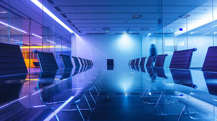 Long exposure view of a empty business meeting room
