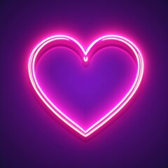 A vibrant and retro neon sign depicting a bright heart on a purple background. This design element is perfect for conveying a Happy Valentine's Day message