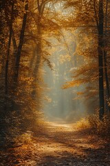Sunny path: a magical journey through the autumn forest