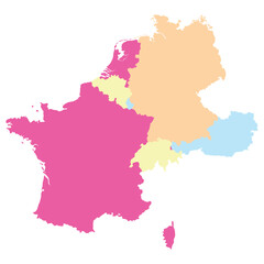 Western Europe country Map. Map of Western Europe in multicolor.