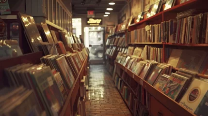 Crédence de cuisine en verre imprimé Magasin de musique vintage record store finding music