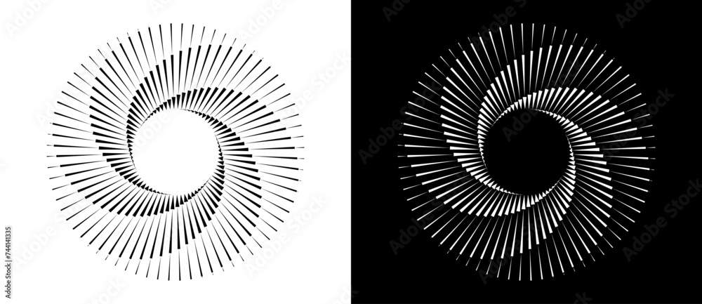 Aufkleber abstract background with lines in circle. art design spiral as logo or icon. a black figure on a whi