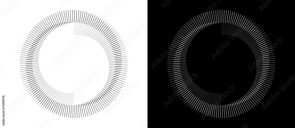Poster Spiral with lines as dynamic abstract vector background or logo or icon. Yin and Yang symbol. Design element or icon. Black shape on a white background and the same white shape on the black side.