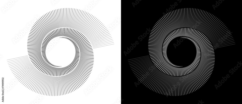 Fototapete spiral with lines as dynamic abstract vector background or logo or icon. yin and yang symbol. design