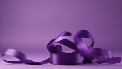 Purple silk ribbon on violet background