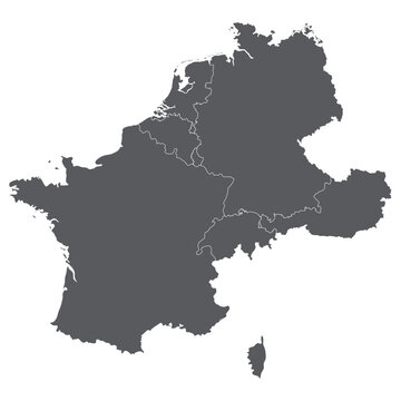 recommend clip art: Western Europe country Map. Map of Western Europe in grey color.