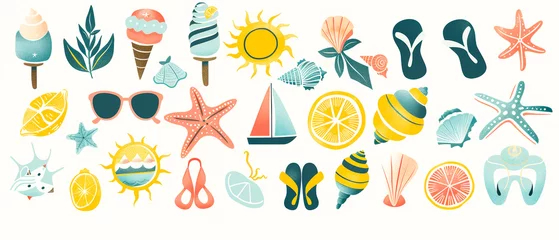 Fotobehang Summer fun pattern for textile, posters, cards on white background © Yulia
