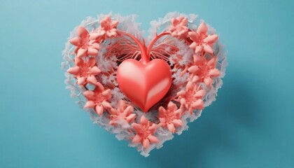 Heart-Shaped Coral and Plant Object - Generative AI