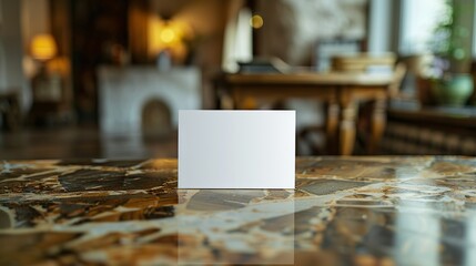 Maqueta de una tarjeta colocada en una mesa de trabajo. Concepto de recurso gráfico. Generada por IA. - obrazy, fototapety, plakaty