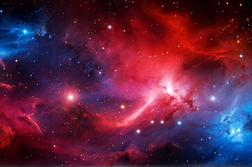 Naklejka premium Default a close-up of a red and blue background with a colorful nebula background wallpaper neon effect 