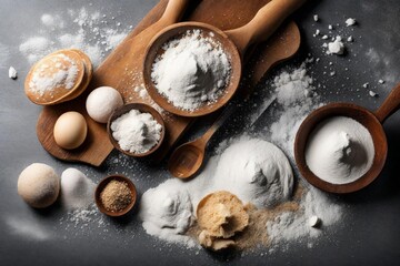 Fototapeta na wymiar Sodium bicarbonate, the baking buddy, lifts dough and neutralizes acids in culinary adventures. 