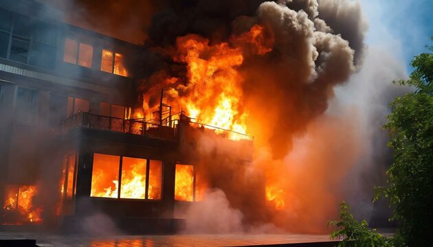 Edificio en llamas
