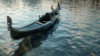 Beautiful gondola on the water among the city on the water
